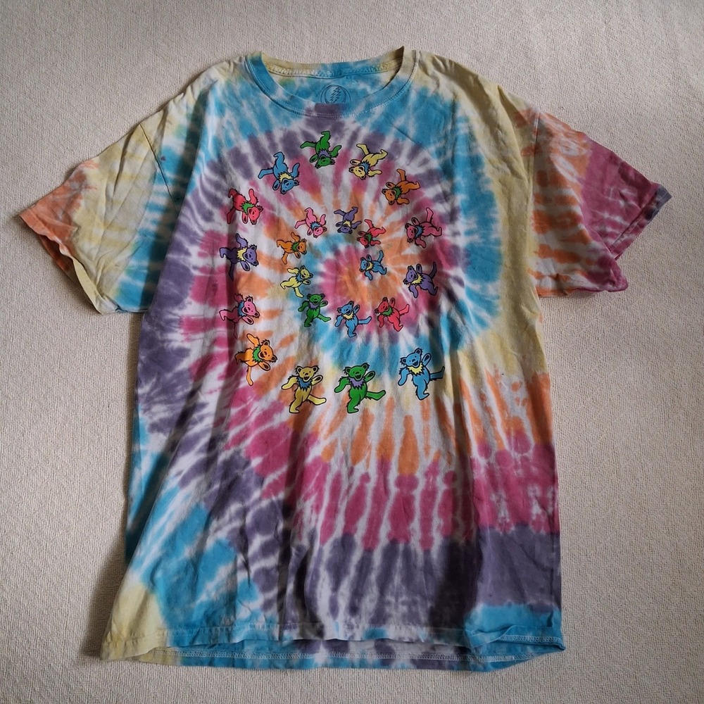 grateful dead spiral dancing bears tie dye tee shirt medium groovy 70s hippie